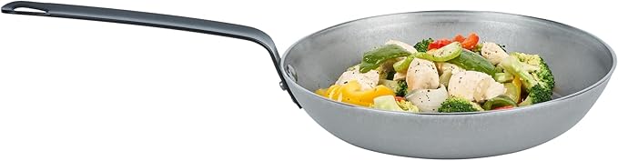 Restaurantware Met Lux 10 Inch Fry Pans, 6 No-Stick Frying Pans - Induction-Ready, Triple-Riveted, Silver Carbon Steel Cooking Skillets, Durable, For Searing, Sauteing, And Browning Food