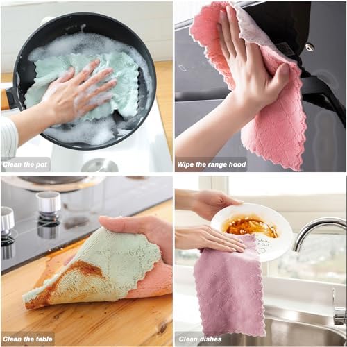 20 Pack Cleaning Cloth Kitchen Cloth, Dish Towels Super Absorbent Coral Velvet - Image 3