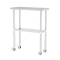 Stainless Steel Table with Wheels 14 x 30 Inches Metal Prep Table with Adjustable Undershelf & Casters for Commercial Kitchen, Outdoor, Restaurant, Hotel & Garage