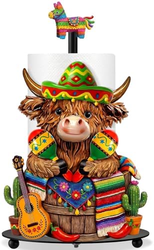 Chunful Cinco De Mayo Highland Cow Paper Towel Holder Mexican Taco Fiesta by Chunful