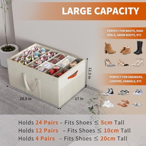 Aokeyee 2 Pack Shoe Organizer for Closet, Large Shoe Storage Box - Image 2