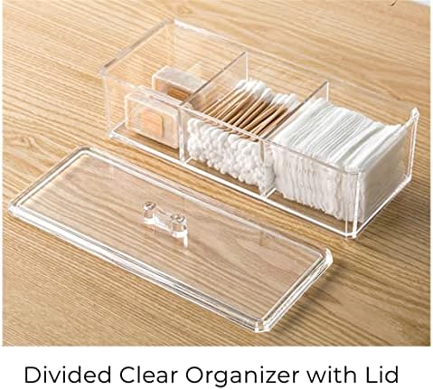 UTTH-DTTK Clear Cotton Ball and Swab Holder 3 Divided Compartments - Image 2