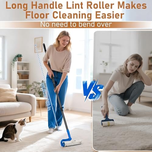 10" Large Lint Roller for Pet Hair Extra Sticky, Floor Lint Rollers Long Handle - Image 3