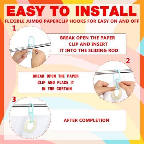 CroBlissful Macaron Color 12 Pcs Jumbo Paper Clips Shower Curtain Hooks Rings - Image 2