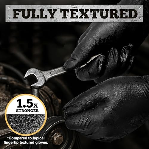 TitanFlex Heavy Duty Black Nitrile Gloves, 6 Mil, Fully Textured, Mechanic - Image 4