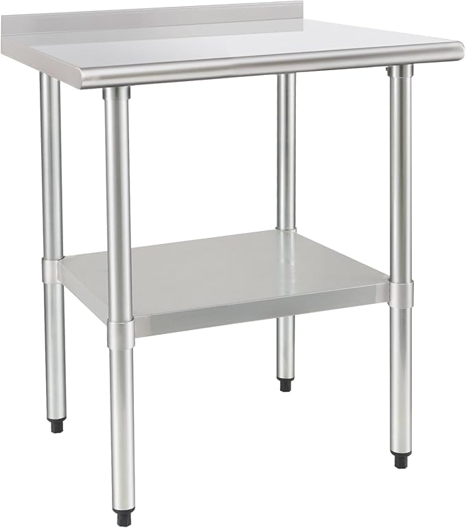 HARDURA Stainless Steel Table Prep & Work Table 24 x 36 Inches NSF Heavy Duty Commercial with Undershelf and Backsplash for Restaurant Kitchen Home and Hotel