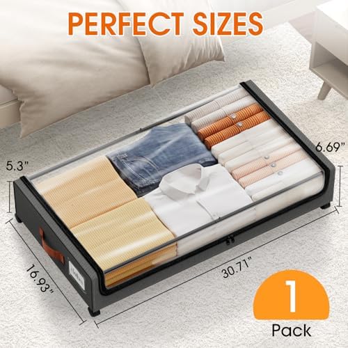 Under Bed Storage with Wheels 1Pack Storage Containers with Clear Window - Image 2