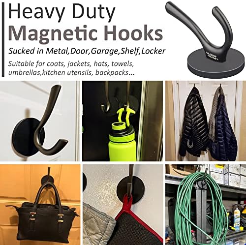 ULIBERMAGNET Strong Magnetic Double Hooks, 2 Pack Heavy Duty Sturdy Coat - Image 6