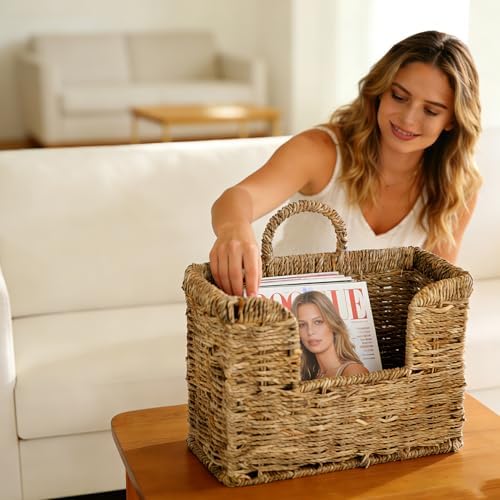 Hanging Magazine Basket, Woven Wall Magazine Holder Organizer - Image 2