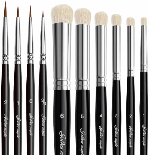 Golden Maple Drybrush Miniature Paint Brushes -10pcs Micro Detail Paint Brush by goldenmaple