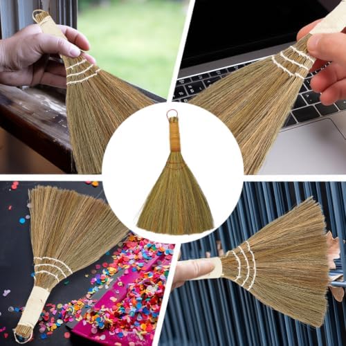 GORGECRAFT 28.2cm Small Hand Whisk Broom Straw Soft Natural Broomstick - Image 6