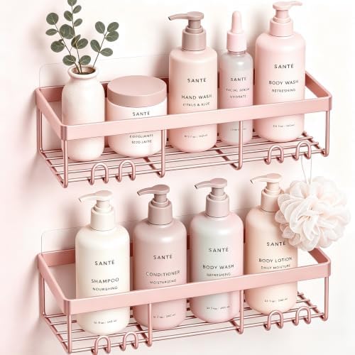 Moforoco Shower Caddy Shelf Organizer Rack, Self Adhesive Black Bathroom by MOFOROCO