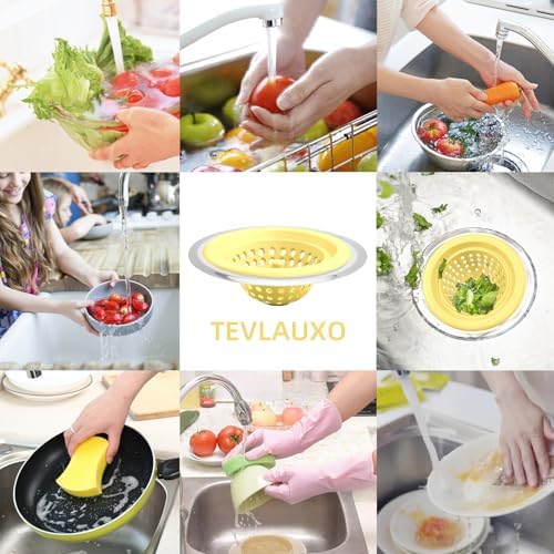 Silicone Strainer for Kitchen Sink, 2 Pack, Stainless Steel Reinforced - Image 3