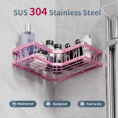 Corner Shower Caddy 3 Pack, Wall Mounted Stainless Steel Bathroom Organizer - Image 3