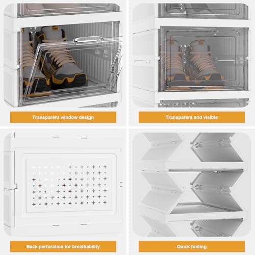 Foldable Shoe Storage Organizer, Stackable Boxes - Image 5