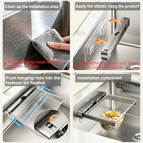 Kitchen Sink Strainer with Filter Mesh Bag, Food Waste Filter Basket, Folding - Image 7