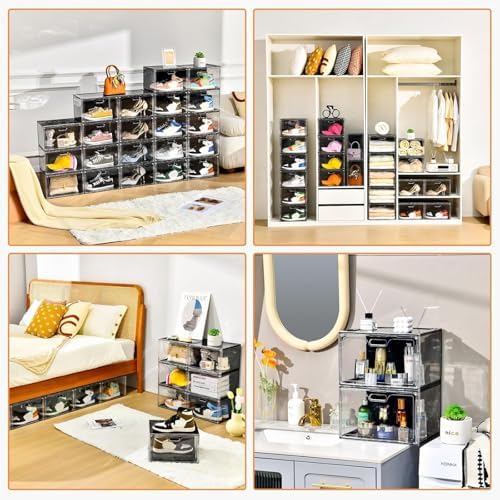 Amllas New 8 Pack Shoe Boxes Stackable, Large Shoe Storage Organizer - Image 4