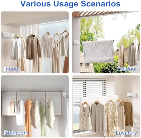 17Ft Retractable Clothesline Indoor/Outdoor, Comes - Image 5