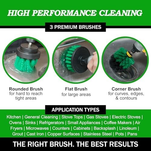Drillbrush Green Kitchen Drill Brush Set - Image 2