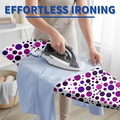 Ironing Board Cover and Pad, Thick Scorch Resistant Padding Purple Dots Print - Image 5