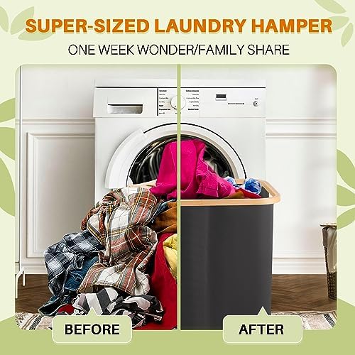 160L Laundry Hamper with Lid, 3 Section Laundry Basket with 3 Removable Bag - Image 2