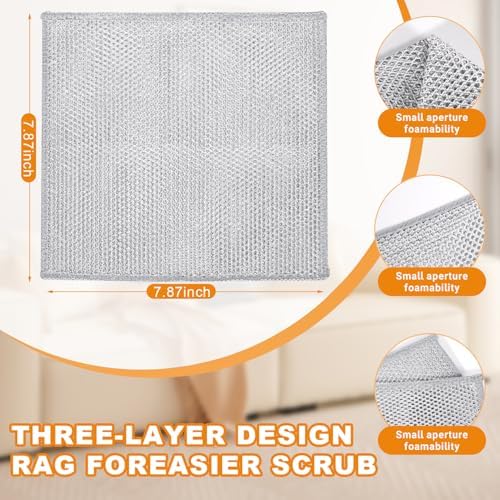 12 Pcs 3-Layer Metal Dish Cloth, 7.87" x 7.87" - Image 2