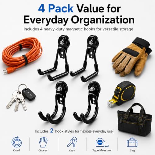 4 Pack Magnetic Hooks, Strong Magnetic Hooks Heavy Duty - Image 5