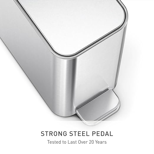 simplehuman Slim Step Can, 5L / 1.3 Gallon Compact Bathroom Trash Can, Liner - Image 5