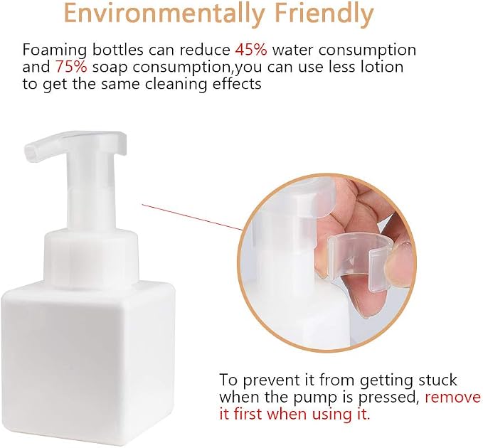 Foaming Soap Dispenser, 9oz Plastic Refillable Pump Bottle, 2 Pack, Shampoo & - Image 2