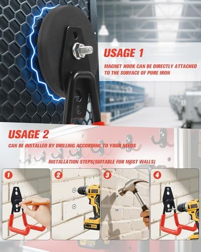Heavy Duty Magnetic Hooks, Magnet Garage Storage Hooks 4 Pack - Image 3