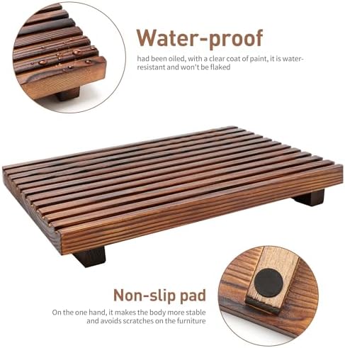 Decorative Wooden Tray for Bathroom Counter Kitchen Wood Riser Vanity Tray - Image 6