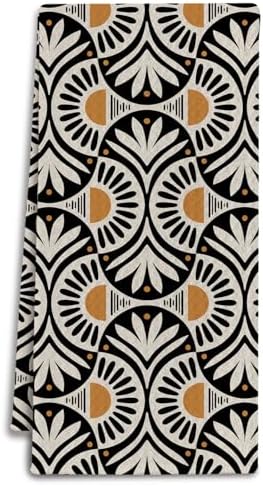 Abstract Boho Floral Kitchen Towels, Mid Century Modern Flower Dish Tea Towels by Unknown