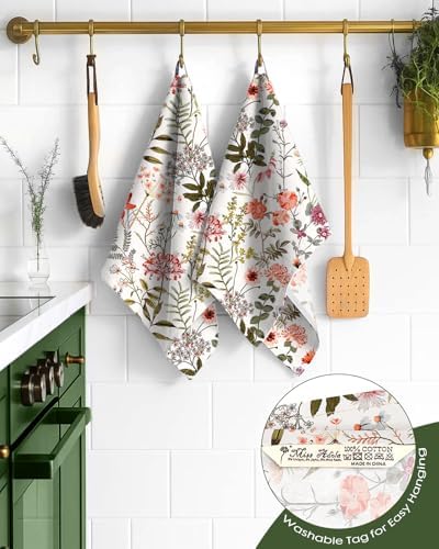 Miss Adola 150GSM Flour Sack Kitchen Towels Set of 2, Flower Shrubs - Image 3
