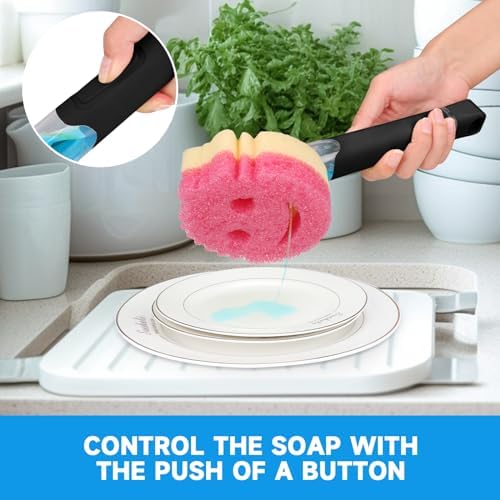 Smile Sponge Dish Wand Holder for Round Smiley Face Sponge Soap Dispensing - Image 2