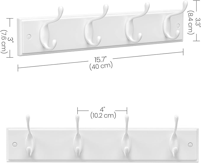 SONGMICS Wall-Mounted Coat Rack, Hook Rack, 8 Dual Metal Hooks, in the Entryway - Image 5