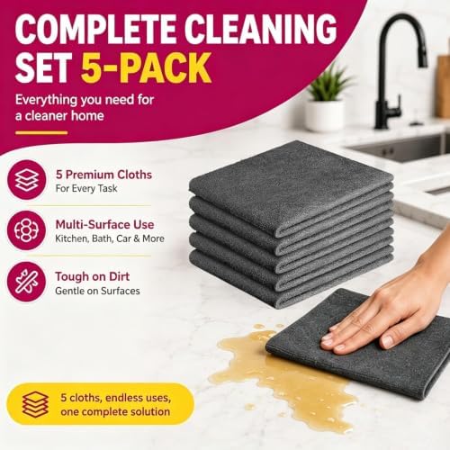 Magic Cleaning Cloth 5‑Pack – Thick Microfiber, Streak‑Free - Image 5