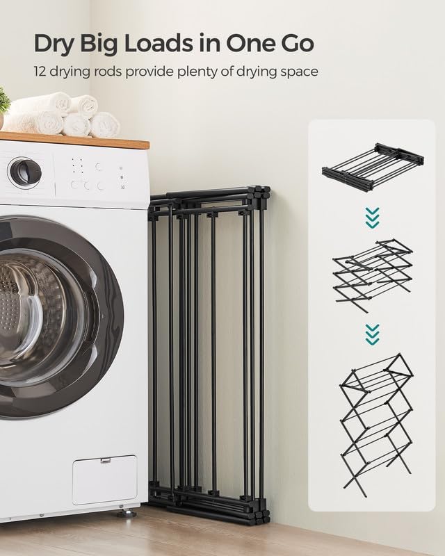 SONGMICS Foldable Clothes Drying Rack, Laundry Drying Rack, Clothes Airer - Image 4