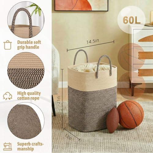 Laundry Basket, Woven Cotton Rope Laundry Hamper, Versatile Storage - Image 2