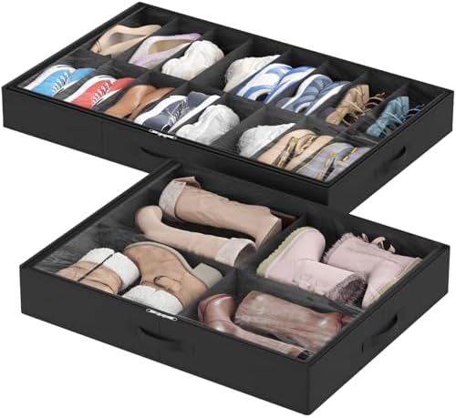 Lifewit Under Bed Shoe Storage Organizer 1 Pack, 4.3 Inches Profile Fabric by Lifewit