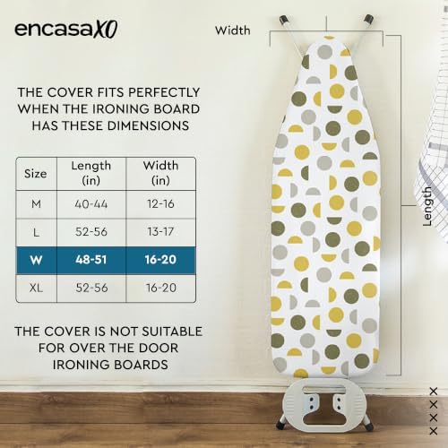 Encasa XO Ironing Board Cover and Pad, Thick Felt 49"x18" - Image 2