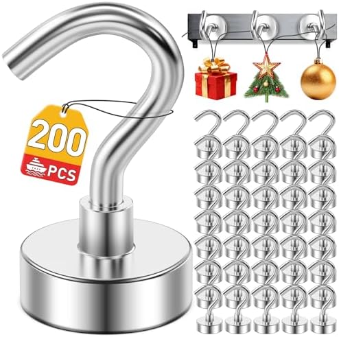 200 Pack Magnetic Hooks for Cruise Cabins 30lbs Heavy Duty Magnet by MUKFIRM