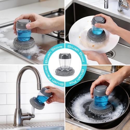 Comfort Grip Soap Dispensing Kitchen Scrub, 2026 Soap Dispenser Cleaning - Image 5