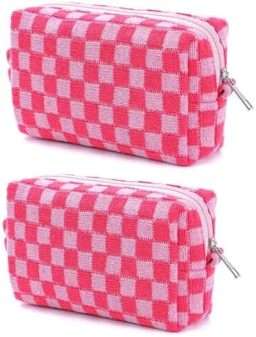 SxoSyo 2 Pcs Checkered Cosmetic Bags by SxoSyo