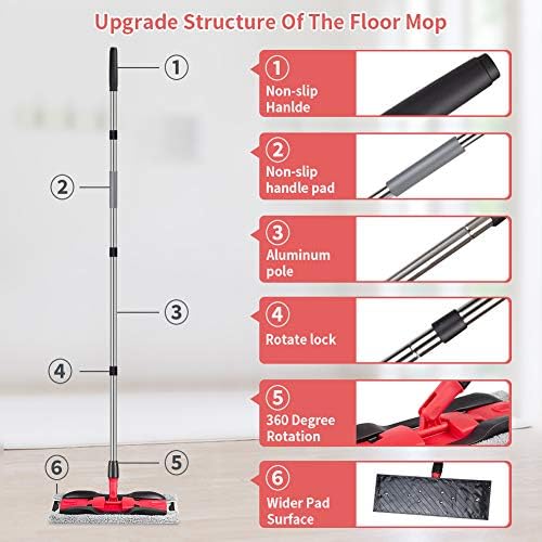Microfiber Mops for Floor Cleaning: Hardwood Floor Mop 4 Washable Pads - Image 4