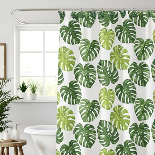 Amyhill 12 Pcs Tropical Leaf Decorative Shower Curtain Hooks Cute Green - Image 6