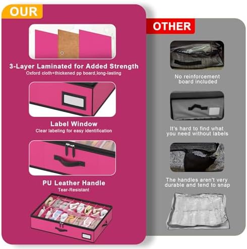 homyfort Shoe Organizer Under Bed, Fits 32 Pairs, Under bed Shoe Storage Boxes - Image 6