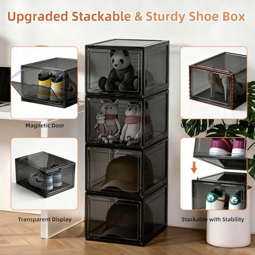 KEFA XL Shoe Storage Box, 8 PACK Shoe Boxes Clear Plastc Stackable Organizer - Image 6
