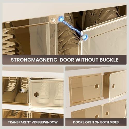 Foldable Shoe Organizer Storage Box Set of 6, Portable Extra Large Folding Shoe - Image 3