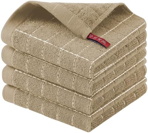 Homaxy 100% Cotton Terry Kitchen Dish Cloths, 4 Pack by Homaxy