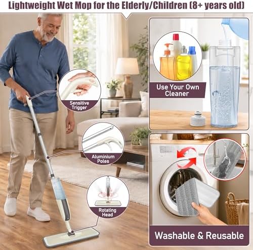 Spray Wet Mops for Floor Cleaning: Hardwood Floor Mop Refillable Reusable - Image 5